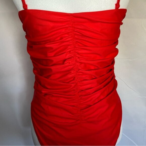 J. Crew Ruched Sweetheart One-Piece Swimsuit w/removable straps Red 12 - Picture 8 of 10